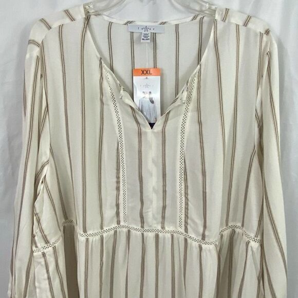 Fever Boho Striped Blouse Size XXL - Picture 2 of 5